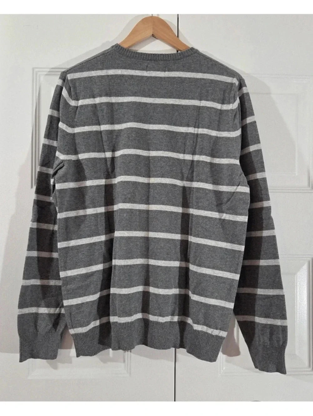 Sonoma Lifestyle Men's Gray Striped Crewneck Cotton Sweater Size L #1563